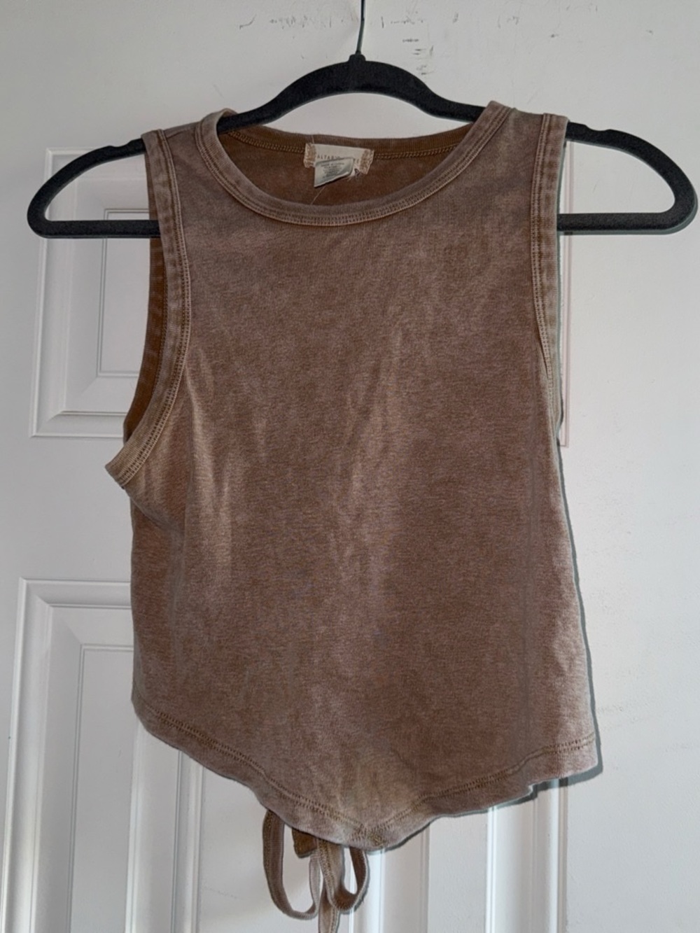Altar'd State Washed Brown Tie-Front Tank